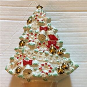 Mikasa Ceramic Christmas Tree with Red and Gold Accents